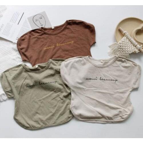 Ins 2021 Spring And Summer Children Shirt Korean Style Clothes For Boys And Girls With Printed Letter Short Sleeve T-shirt 2-6y