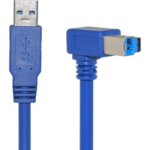 USB 3.0 Type A Male to B Male 90 Degree Right Elbow Angled Printer Cable Cord Blue 1M