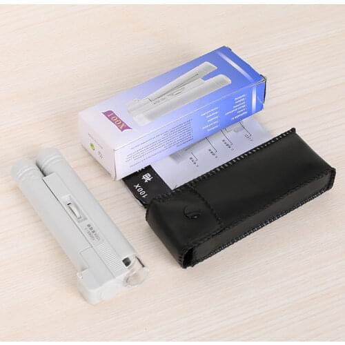 Handheld 100X Mini Pocket Microscope LED Lamp Light Jewelry Loupe Magnifier with Leather Case for Jewelry Electronics Industry