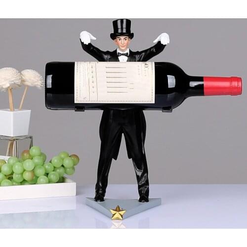 Classic European style magician Wine Racks Unique cartoon people bar wine bottle support holder