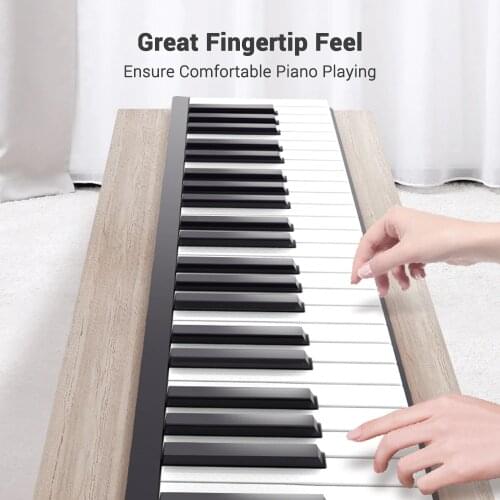 88 Keys Keyboard Piano Portable Digital Piano with LCD Display Built-in Speakers Rechargeable Battery BT Connectivity