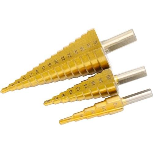 4-12 4-20 4-32 mm HSS Titanium Coated Step Drill Bit Drilling Power Tools for Metal High Speed Steel Wood Hole Cutter Cone Drill