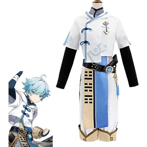 Genshin Impact Chongyun Cosplay Costumes Uniform Wigs Full Sets Women Men Halloween Game Role Play Coatume Carnival Party