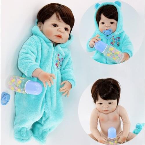 Boneca Bebe Full Silicone Reborn Baby Doll Toy Lifelike 55cm Newborn Boy Babies Doll Lovely Birthday Gif t For Girl Bathe Toy