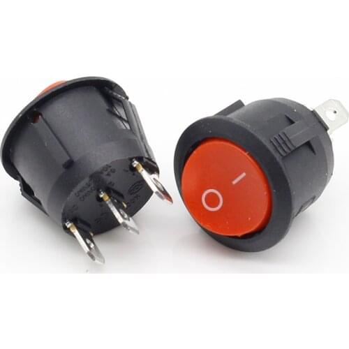 10Pcs 20mm Diameter Small Round Boat Rocker Switches Black Mini Round Black White Red 3 Pin ON-OFF Rocker Switch
