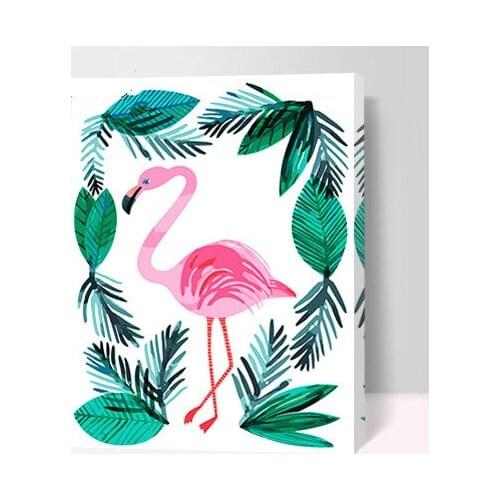 MaHuaf-A1300 Flamingo and green leaves painting by numbers animal on canvas hand painted DIY coloring by numbers 40x50 framed