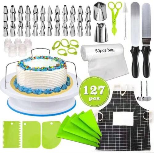 With Numbered 127-piece Cake Turntable Set, Decorating Mouth Decorating Bag Spatula Scraper Kit