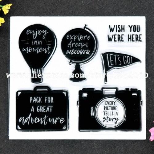 WISH YOU WERE HERE enjoy every monment Scrapbook DIY photo cards rubber stamp clear stamp transparent stamp 10.5x12.5cm 8101536