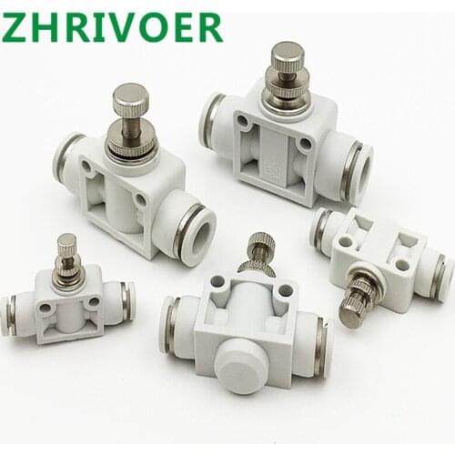 OD Tube Flow control Throttle valve Pneumatic Fittings Pneumatic type speed control connector White DSA 4 6 8 10 12MM