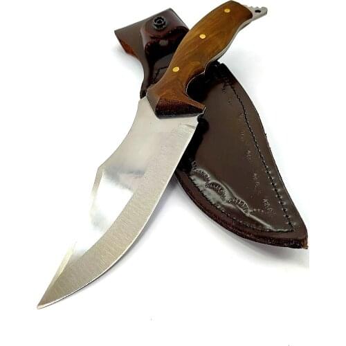 Handmade, steel, long pointed, hunter, camping knife, tattoo, walnut handle, leather case, hand tools, forged steel, defense