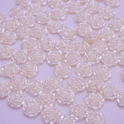 Ivory/White Imitation ABS Flower Shape Half Round Pearl Flatback Beads For DIY Scrapbook Jewelry clothes Decoration