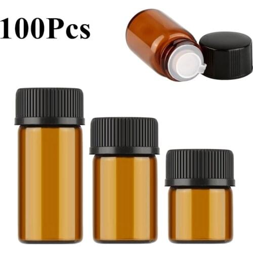 1ml 2ml Mini Portable Refillable Empty Glass Bottles Sample Vials Amber Color Aromatherapy Essence Oil Travel Cosmetic Container