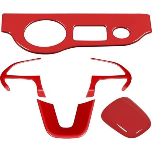 Car Steering Wheel Frame & Headlight Switch Panel Sticker & Gear Shift Trim Cover for 2015-2021 Dodge Charger/Challenger
