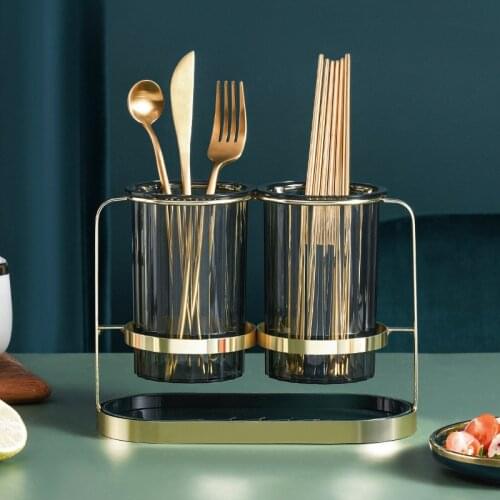 Luxury Spoon Chopsticks Fork Storage Box Rack Multifunction Cutlery Holder Metal Kitchen Countertop Box Rack Cutlery Holder