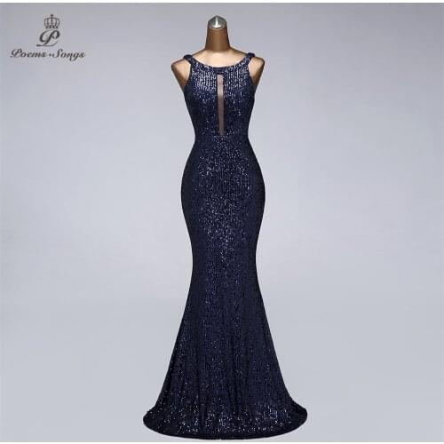 Real video Sexy back style Sequin evening dresses vestido de festa prom gowns vestidos elegante party night dress robe de soiree