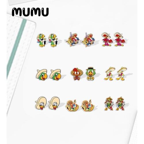 2021 New The Three Caballeros Stud Earring Jose Panchito Donald Epoxy Jewelry Resin Acrylic Earrings Handmade Gifts Fans
