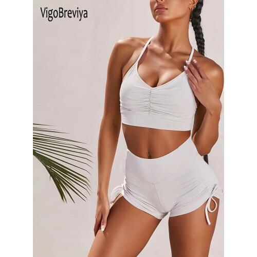 VigoBreviya Seamless Yoga Set Sports Bra and Shorts Women Exercise Gym Bra Short Leggings Set Workout Tights Fitness Sports Suit