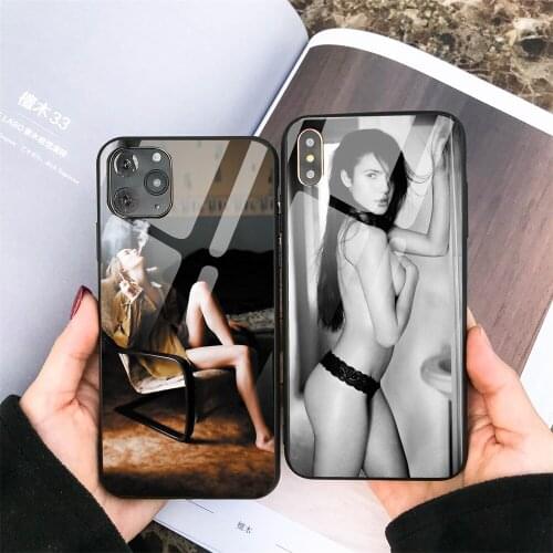 Glass Mobile Phone Case of European And American Beauty iPhone 12 13 11 Pro Max Mini X XR XS Max 7 8 Plus SE 2 Shockproof Soft