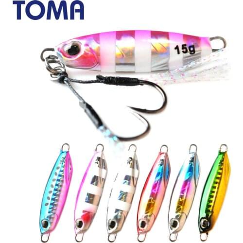 TOMA Luminous Micro Slow Fall Jig Lead Fish 15g 30g Cast Shore Jigging Metal Spoon Lure Fishing Artificial Bass Bait Tackle