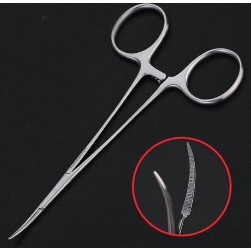 Tiangong 12.5cm cosmetic plastic double eyelid hemostatic forceps microvascular hemostatic forceps straight curved full teeth