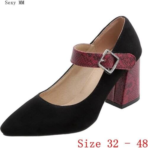 High Heels Women Pumps Ankle Strap High Heel Shoes Stiletto Woman Party Wedding Shoes Kitten Heels Small Plus Size 32 - 48