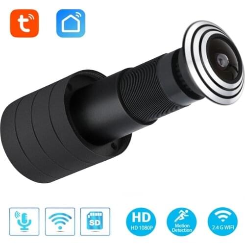 Tuya Wifi Door Camera Wide Angle 1080P HD Mini Security Peephole Camera Indoor Invisible Surveillance Motion Detection TF Alarm