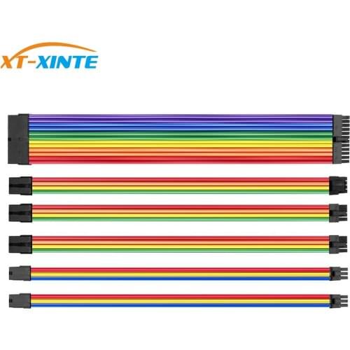 18AWG 300mm ATX/PCI-E Extension Cable Kit ATX 24Pin/EPS 4+4Pin/PCI-E 8Pin/PCI-E 6Pin Female to Male Sleeved Extension Power Cord