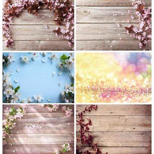 SHENGYONGBAO Vinyl Custom Photography Backdrops Flower and wood Planks Theme Photography Background DST-1029