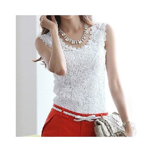 New Summer blouse Fashion Top Lace Casual Sleeveless Plus Size Shirts For Women Brand Quality Black White Halter Top