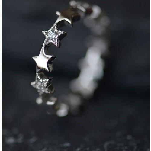 925 Sterling Silver stars zircon Open Rings For Women Fashion Prevent Allergy Sterling-silver-jewelry