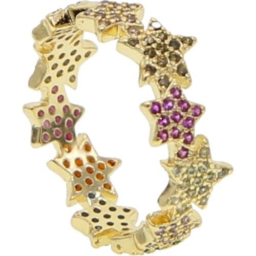 Gold filled 2020 Christmas gift star cluster cz ring for women girl delicate rainbow colorful cz jewelry modern finger rings