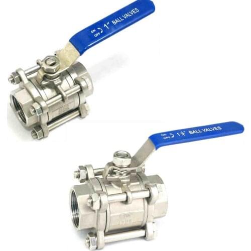 1/4" 3/8" 1/2" 3/4" 1" BSP Female 304 Stainless Steel 3-Piece Ball Valve 229 PSI