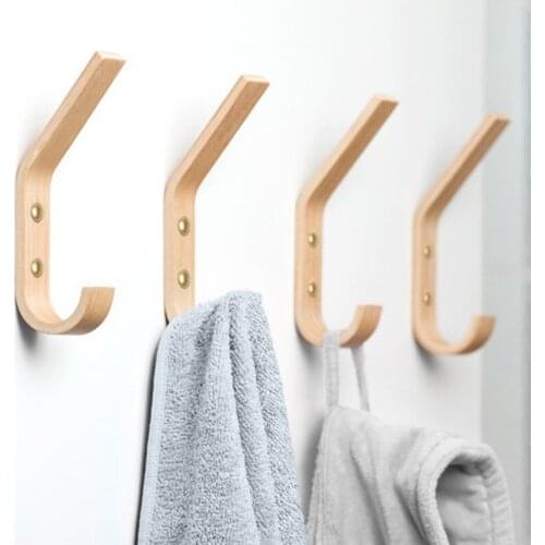 1Pc Wooden Towel Coat Hook Wall Decoration Hooks Clothes Hat Hanger Towel Rack Single Organizer Hangers Multi Functional Hooks