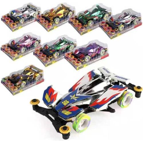 1 pcs Electric six-wheel four-wheel drive racing car fire wheel number children DIY fun puzzle model toys birthday toys