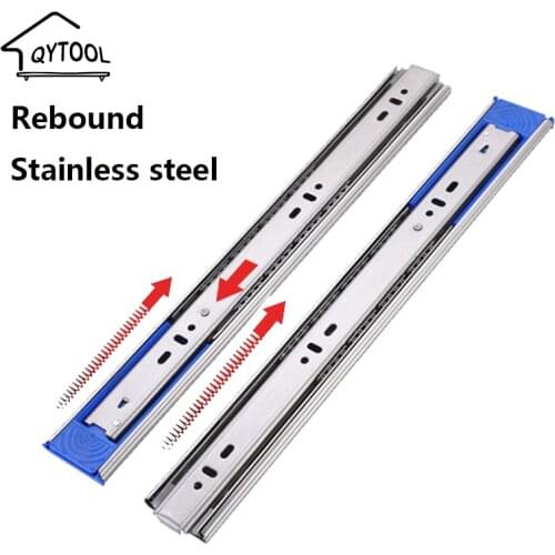 10’‘-20'' Stainless Steel Rebound Three-section Drawer Slide Kitchen Cabinet Furniture Hardware Guides for Drawers Sliding Rails
