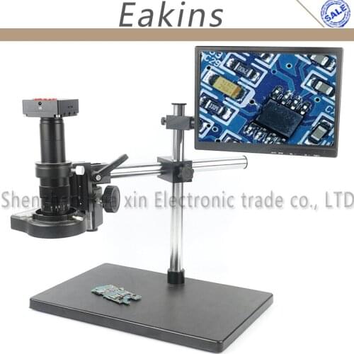 21MP HD HDMI USB Industrial Video Recorder Microscope Camera Set +144 Light+180X 300X Magnify +10.1" LCD Monitor For Lab Repair