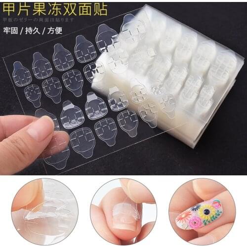 24 Posts DIY Nail Tip Transparent Double Sided Self Adhesive Sticker Jelly Waterproof False Art Extension Glue Tool Drop Ship
