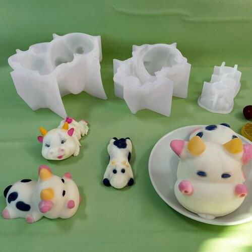 3D Cow Silicone Ice Cake Mold Candle Resin Mould For Making Mousse Cake Candle Aromatherapy Plaster Mold