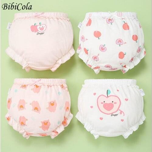 4 Piece/Lot Kids 100%Cotton Panties Girl Baby Infant Newborn Fashion Solid Cute Bow Striped Dots Underpants For Children Gift