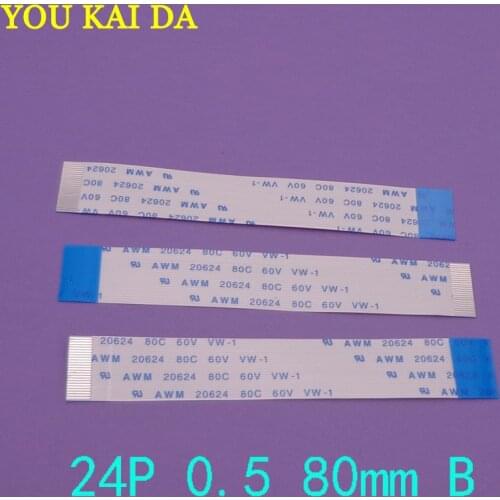 5pcs/lot New FFC FPC 24pin flat flexible cable 0.5mm pitch 24 pin reverse Length 80mm Width 12.5mm Ribbon 24p Flex Cable