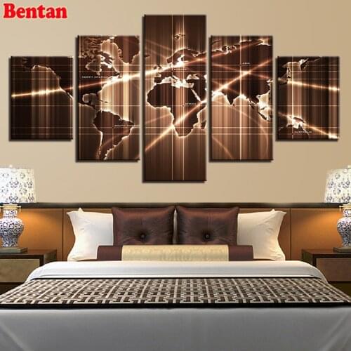 5pcs set Diy diamond painting Abstract world map full drill square round drill diamond embroidery Handmade mosaic decor home