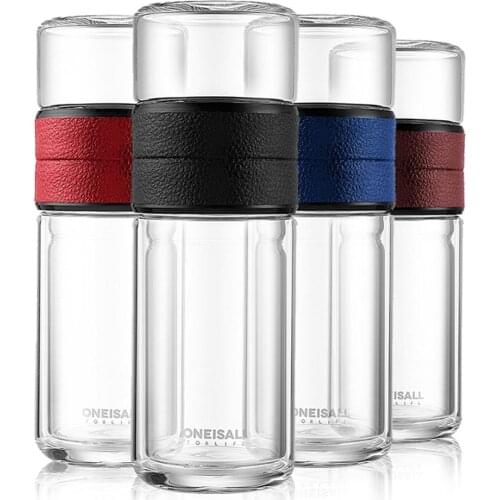 520ml Tea Separation Double Walled Water Glass Bottle Portable Filter Cup Kettle