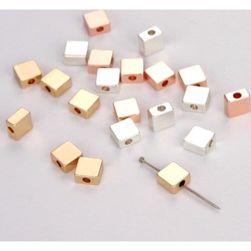 6mm Rose Gold Silver Crown Beads Copper Round 1.8mm Hole Bead Charms DIY Accessories For Handmade Bracelets Necklace