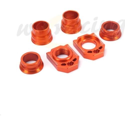 Motorcycle CNC Aluminum Front & Rear Wheel Hub Spacers And Chain Adjuster Axle Block For KTM SX SX-F XC-F SXF 125-450 2013-2014