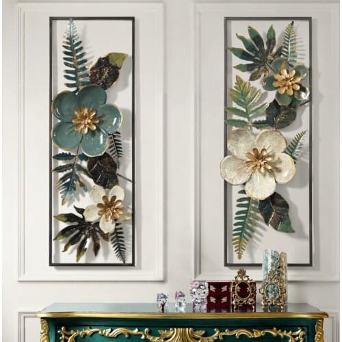 American Creative 3D Stereo Wrought Iron Artificial Flower Wall Hanging Ornament Decoration Home Livingroom Background Mural Art