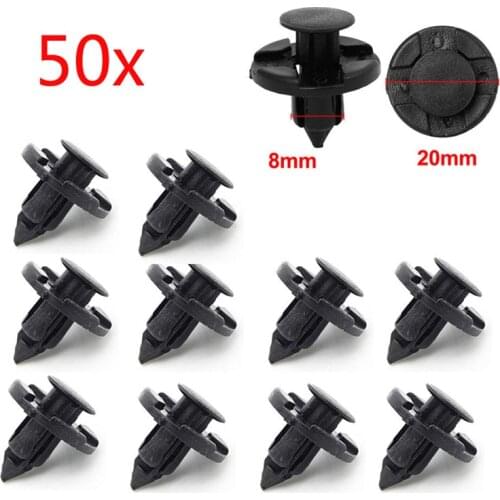 Car Fastener fit 8mm Dia Hole Black Push Retainer Rivets Clips for Toyota Automobile Door Bumper Fender Cover Trim Clip 50Pcs