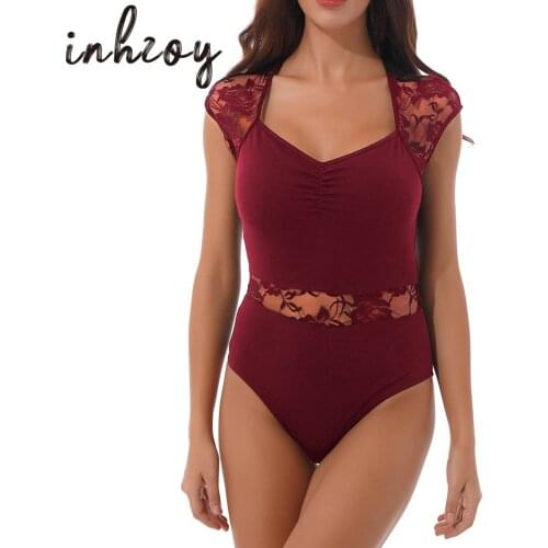 Ballet Leotard For Wome Adult Dance Cotton Lace Short Sleeve Leotard Ballet Costume Professional Sexy Gymnastics Leotards