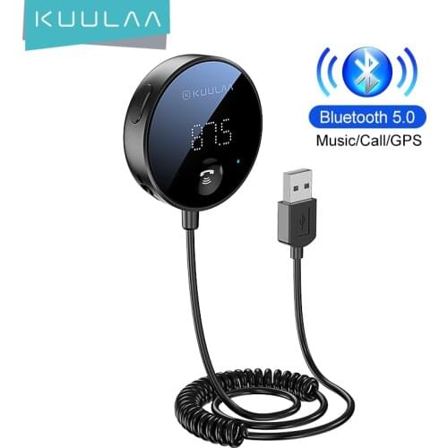 KUULAA Bluetooth Aux Adapter 5.0 Wireless Adapter Receiver USB Audio Music Mic Handsfree Adapter for Car Speaker Car Receiver