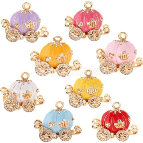 Fairy Tale Style Pumpkin Carriage Charm DIY Key Ring Part Necklace Bracelet Pendant Key Chain Accessory Bag Handbag Purse Decor