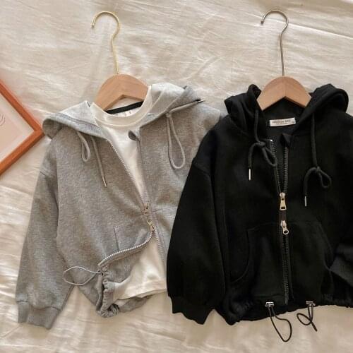 Childrens Casual Jacket 2021 Spring New Boys and Girls Hooded Zipper Sweatshirt Coats Baby Korean Printed Hooded Jacket Outwear